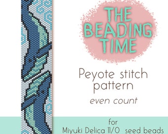 Ocean Whale - Peyote stitch pattern - Even count - for Miyuki delica seed beads 11/0