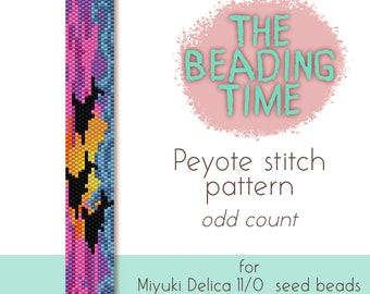 Dolphin paradise - Peyote stitch pattern - Odd count - for Miyuki delica seed beads 11/0