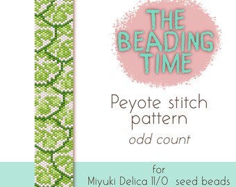 Juicy Lime - Motif de point peyote - Nombre impair - pour rocailles Miyuki delica 11/0