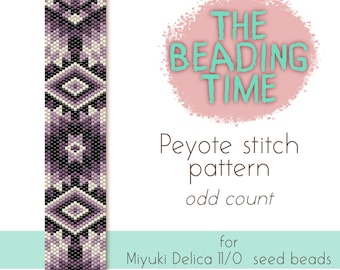 Deepest Purple - Native pattern - Peyote-stygnsmönster - Udda antal - för Miyuki delica-rospärlor 11/0