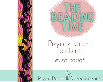 Chevaux coucher de soleil - Motif point Peyote - Compte pair - pour perles de rocaille Miyuki delica 11/0