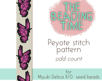 Pink Butterflies - Peyote stitch pattern - Odd count - for Miyuki delica seed beads 11/0
