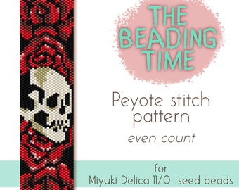 Old Skull - Peyote stitch pattern - Even count - for Miyuki delica seed beads 11/0