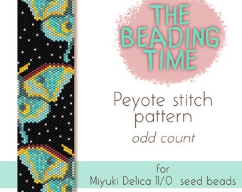 Moon Moth - Peyote stitch pattern - Odd count - for Miyuki delica seed beads 11/0