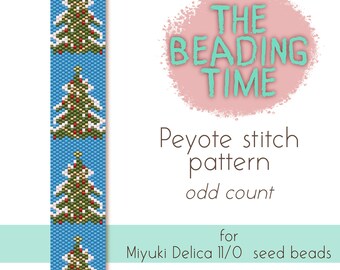 Christmas trees - Peyote stitch pattern - Odd count - for Miyuki delica seed beads 11/0