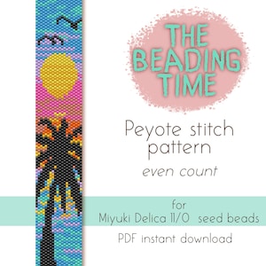 Sunset Beach - Schema punto Peyote - Conteggio pari - per perline Miyuki delica 11/0