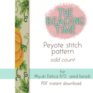 May include: A digital download pattern for a peyote stitch beaded pumpkin bracelet. The pattern is for use with Miyuki Delica 11/0 seed beads. The pattern is for an odd count peyote stitch.
