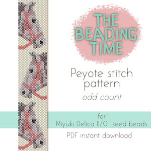 Grey Horses - Peyote stitch pattern - Odd count - for Miyuki delica seed beads 11/0