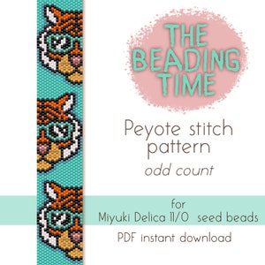 Cool Tiger - Peyote stitch pattern - Odd count - for Miyuki delica seed beads 11/0