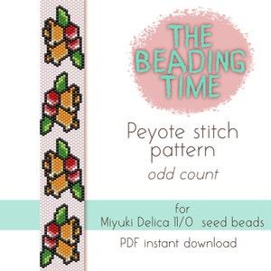 Christmas Jingle Bells - Peyote stitch pattern - Odd count - for Miyuki delica seed beads 11/0