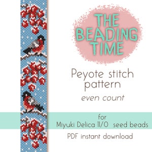 Ciuffolotto invernale - Schema punto Peyote - Conteggio pari - per perline Miyuki delica 11/0