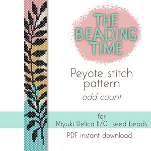Boho Plant Leaves - Peyote stitch pattern - Odd count - for Miyuki delica seed beads 11/0