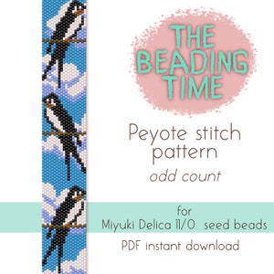 Swallows - Peyote stitch pattern - Odd count - for Miyuki delica seed beads 11/0