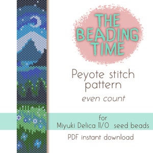 Moon Valley - Schema punto Peyote - Conteggio pari - per perline Miyuki delica 11/0