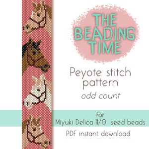 Various Horses - Peyote stitch pattern - Odd count - for Miyuki delica seed beads 11/0