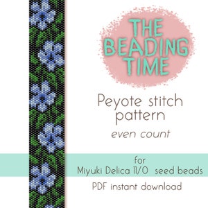 Pervinca - Schema punto Peyote - Conteggio pari - per perline Miyuki delica 11/0