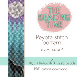 Lupo della luna piena - Schema punto Peyote - Conteggio pari - per perline Miyuki delica 11/0