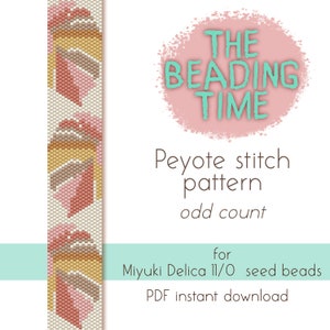 Boho Colorful Monstera - Peyote stitch pattern - Odd count - for Miyuki delica seed beads 11/0