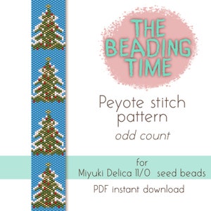 Christmas trees - Peyote stitch pattern - Odd count - for Miyuki delica seed beads 11/0