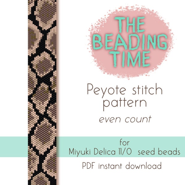 Snake skin print - Peyote stitch pattern - Even count - for Miyuki delica seed beads 11/0