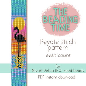 Flamingo Sunset - Schema punto Peyote - Conteggio pari - per perline Miyuki delica 11/0