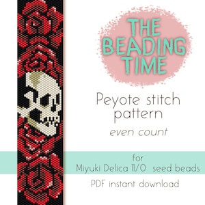 Old Skull Peyote stitch pattern Even count for Miyuki delica seed beads 11/0 image 1