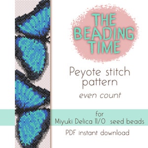Farfalla blu grande - Schema punto Peyote - Conteggio pari - per perline Miyuki delica 11/0