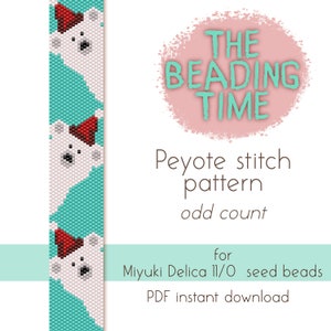 Christmas bears - Peyote stitch pattern - Odd count - for Miyuki delica seed beads 11/0