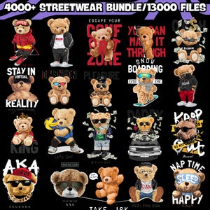 4000 + Latest Streetwear Bundle  | AI,PNG,SVG Tshirt Bundle |Teddy T-Shirt Print Design | Hip Hop T-Shirt | Pop Culture  T-Shirt Pod Design