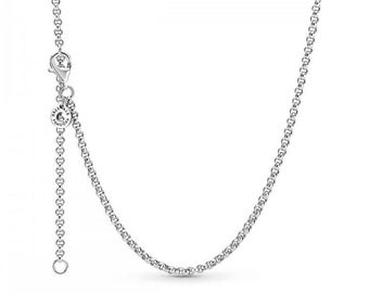 Pandora Silver  Rolo Chain Necklace Elevate Her Style with an Adjustable Pandora Jewelry Piece - Women's Collection 60cm Long Chain S925 ALE