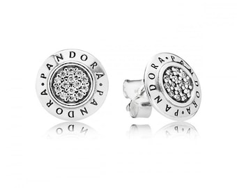 Pandora Sterling Silver Logo Stud Earrings ALE Engraved Signature Earrings - Modern S925 Style Affordable Item,  Brand New Gift For Her, UK