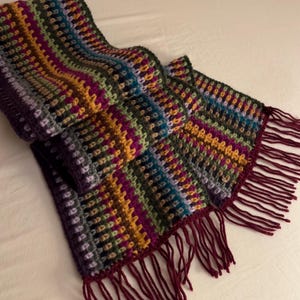 Oversized Moss Stitch Scarf with Tassels - Crochet Pattern