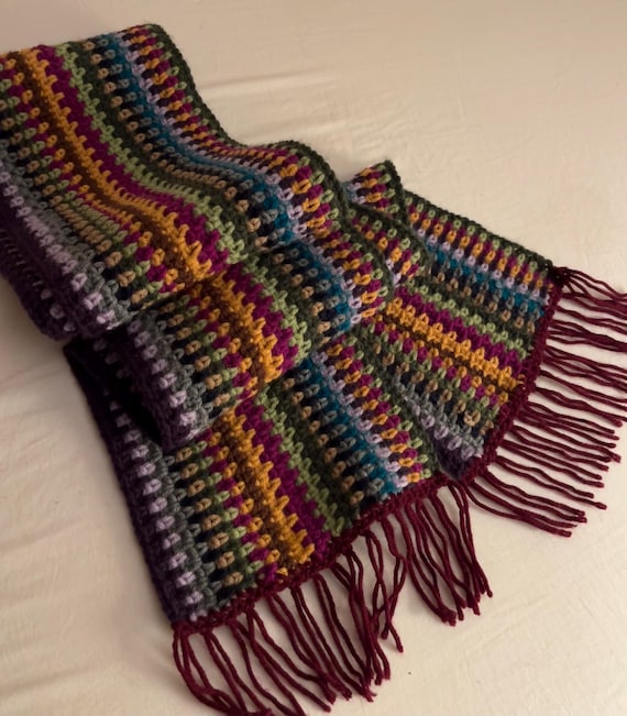 Oversized Moss Stitch Scarf With Tassels - Crochet Pattern - Etsy