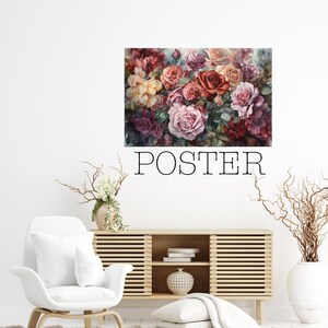 Poster - Beautiful Garden of Roses, Bright Colorful Floral Art, Botanical Print, Rose Painting, Romantic Art, Colorful Rose Garden - 413