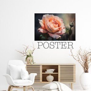 Poster – Peach Colored Rose Art | Close-up Floral Painting | Botanical Print | Modern Wall Art | Rose Painting – 417