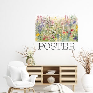 Poster – Wildflower Meadow Watercolor Print | Vibrant Botanical Wall Art | Spring Garden Landscape for Cottage Decor – 148