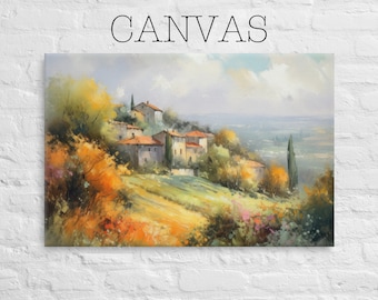 Canvas - Italienische Landschaft, lebendige Farben, Landschaftskunst, italienische Landschaft, fertig zum Aufhängen, Küchenwandkunst - 408