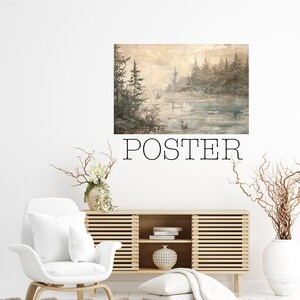 Poster - Serene Vintage Seelandschaft, rustikales Ölgemälde, gedämpfte Töne, Wohnzimmerdekor - 427