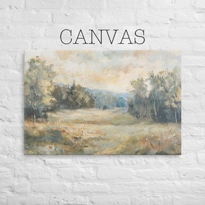 Canvas - Rustic Landscape Oil Painting, Vintage Wall Art, Forest Painting Print, Pastel Colors, Forest Landscape, Spring Decor - 431