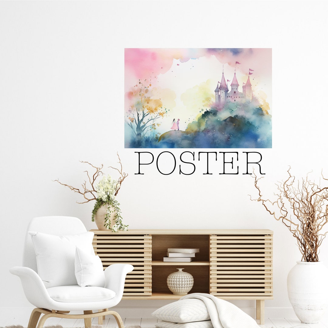 Poster – Magical Castle Watercolor Print | Prince and Princess ...