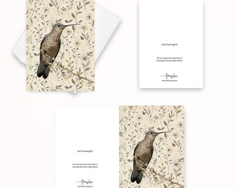 Giant Hummingbird Note Card, Textured Card, Blank Note Cards, Thank You Cards, Nature Cards