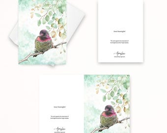 Anna's Hummingbird Note Card, Textured Card, Blank Note Cards, Thank You Cards, Nature Cards