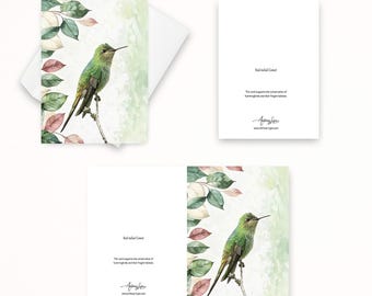 Hummingbird Notecard: Red-tailed Comet Greeting Card or Thank You Card Blank Inside