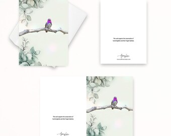 Costa's Hummingbird Note Card, Textured Card, Blank Note Cards, Thank You Cards, Nature Cards