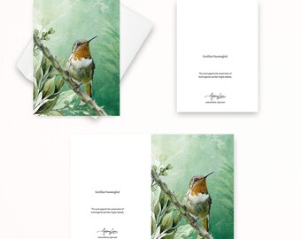 Scintillant Hummingbird Note Card, Textured Card, Blank Note Cards, Thank You Cards, Nature Cards
