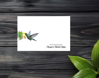 Personalized Greeting Card: Hummingbird Notecard Set of 6 Custom Stationery