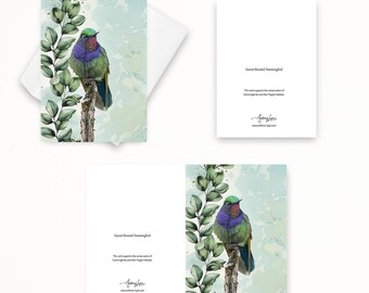 Garnet-throated Hummingbird Note Card, Textured Card, Blank Note Cards, Thank You Cards, Nature Cards