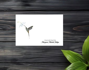 Personalized Greeting Card: Hummingbird Notecard Set of 6 Custom Stationery