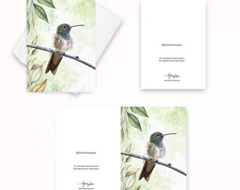 Hummingbird Notecard: Buff-bellied Hummingbird Greeting or Thank You Card Blank Inside