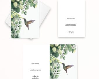 Berylline Hummingbird Note Card, Textured Card, Blank Note Cards, Thank You Cards, Nature Cards